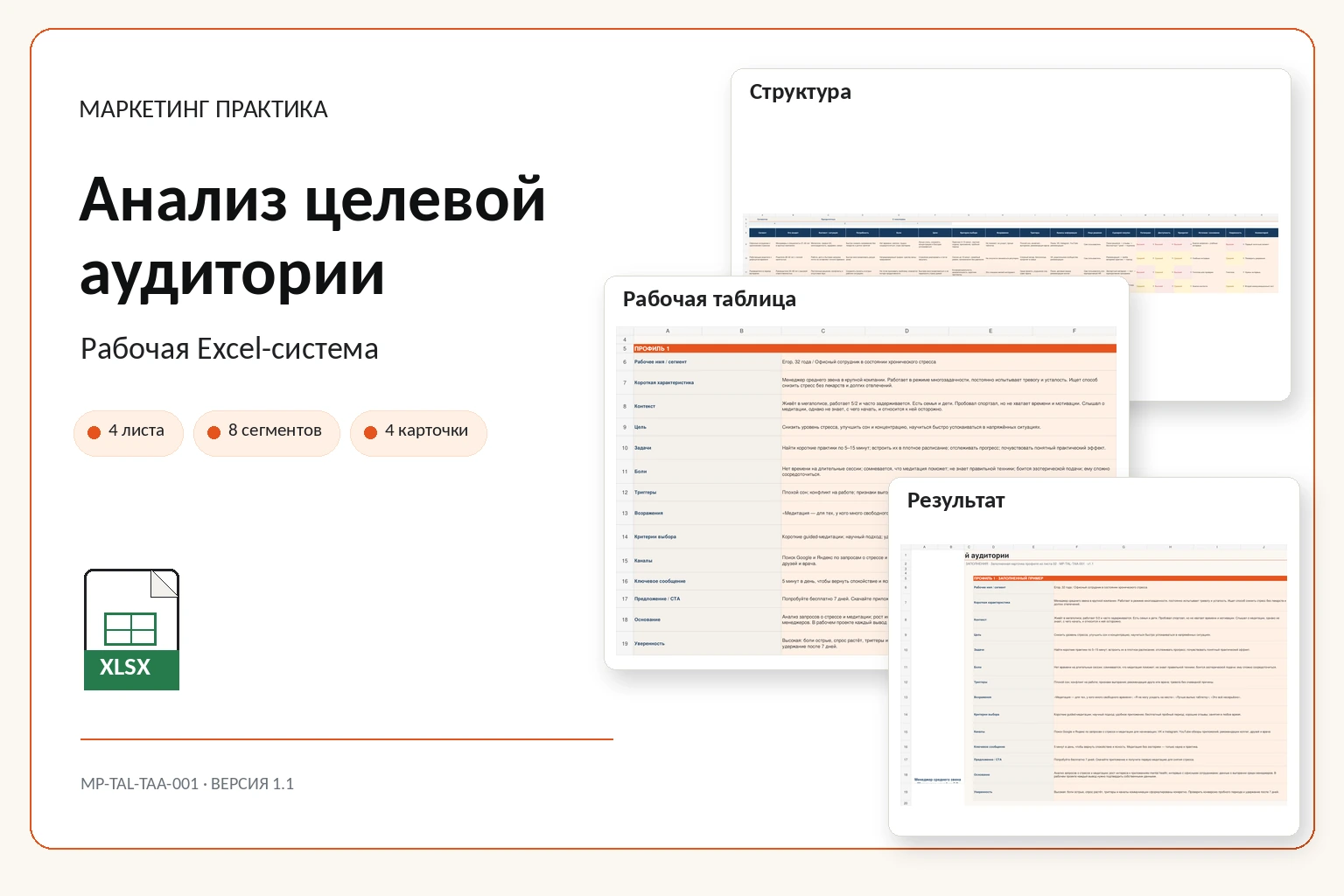 Обложка Excel-системы «Анализ целевой аудитории»