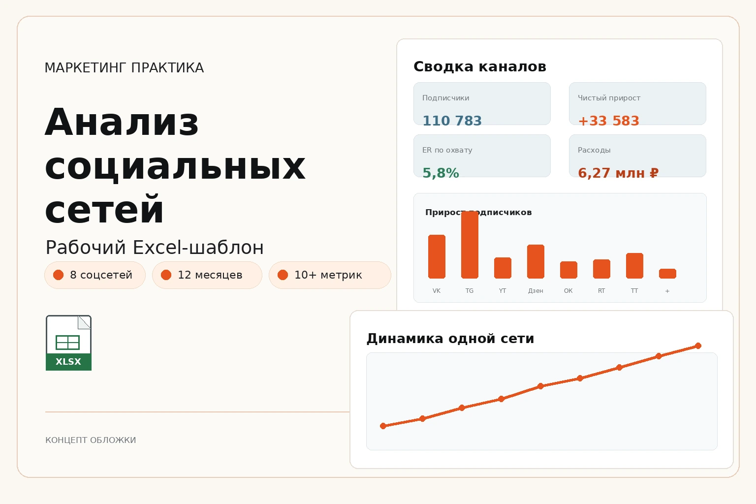 Обложка Excel-системы «Анализ социальных сетей»